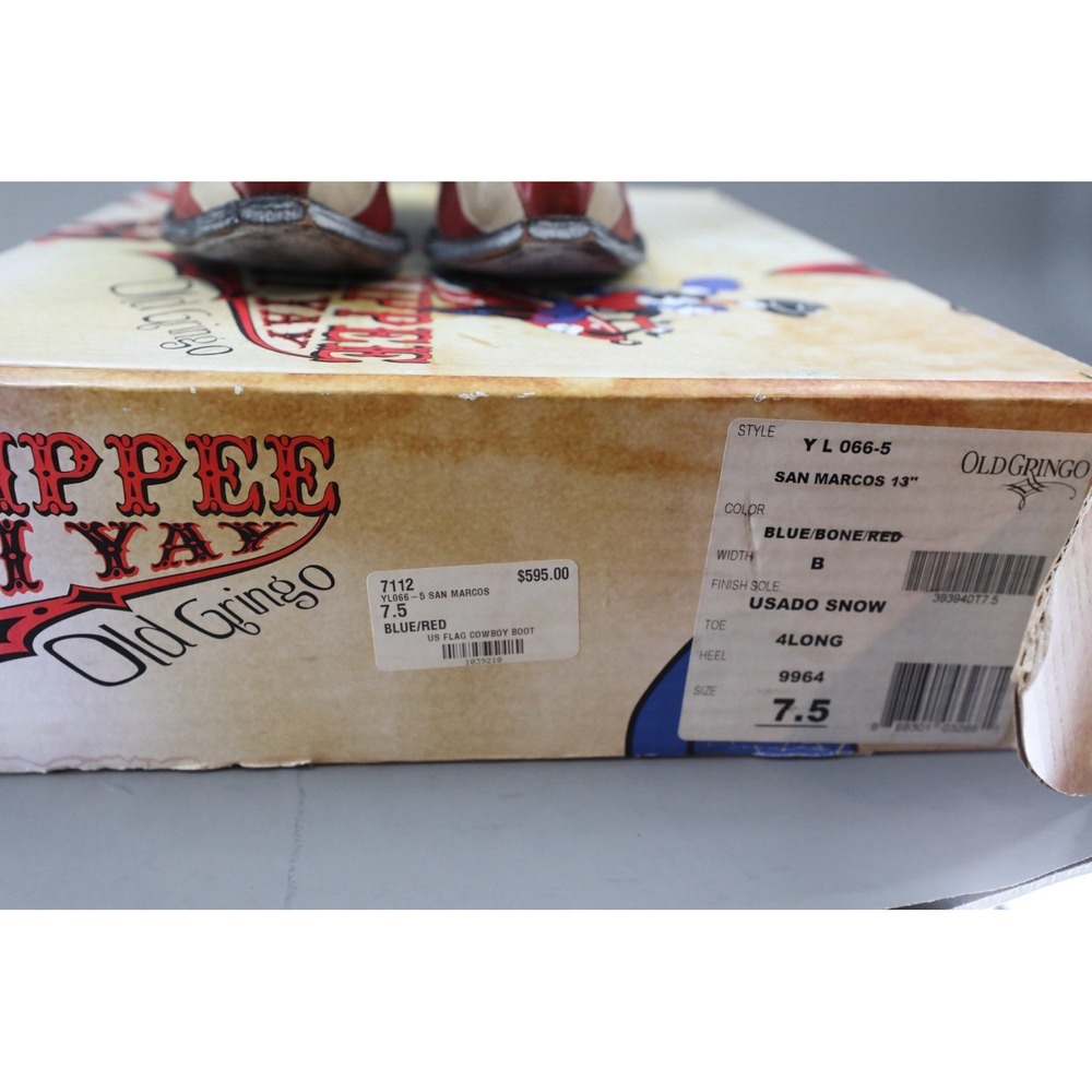 NWT Old Gringo Yippee Ki Yay 13" Boots 7.5B Leather Stars Stripes US Flag Read - Picture 6 of 16